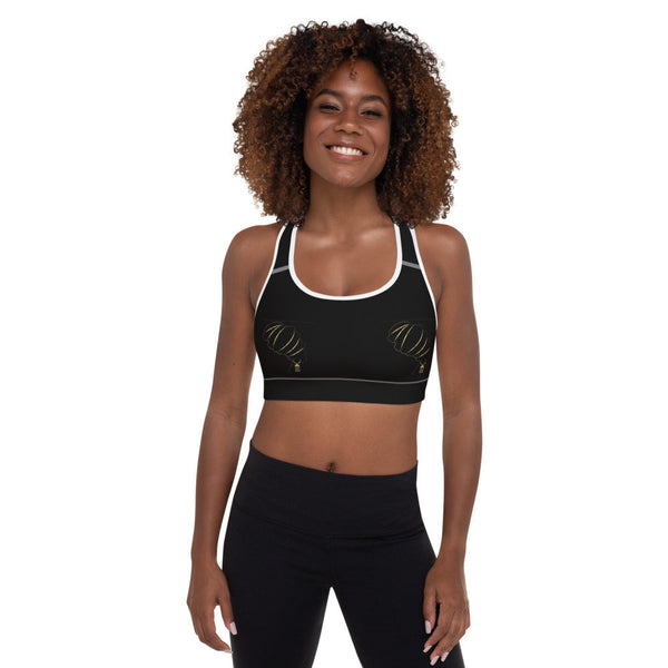 Black and White Queen Padded Sports Bra - Coco Ako