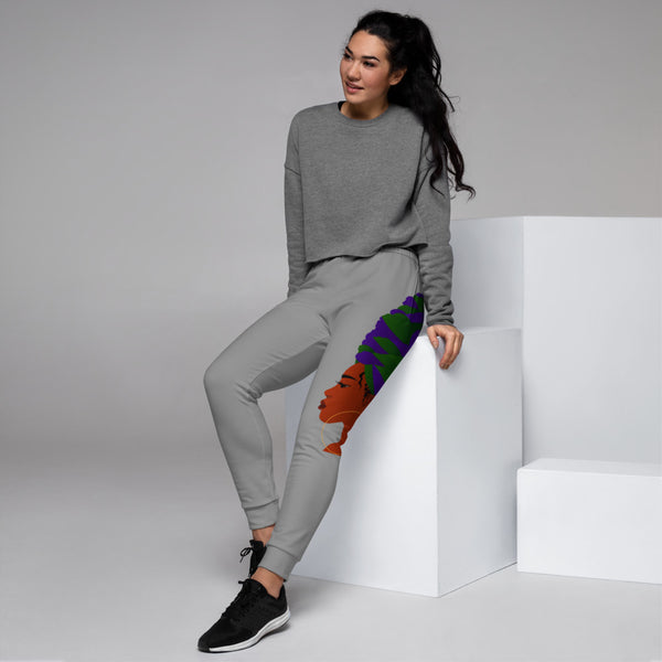 Gray Queen head  Slim fit Women's Joggers with pockets - Coco Ako