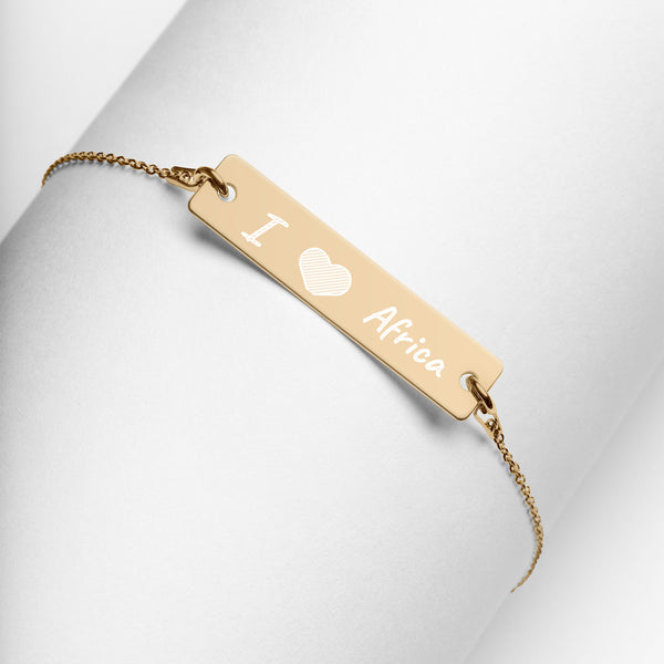 I Love Africa Engraved Chain Necklace, in Gold, Rose Gold, Rhodium,16 inch, 18inch - Coco Ako