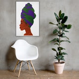 Black Girl Head Wrap Art on Canvas for Living room, Office, Study, Bedroom - Coco Ako