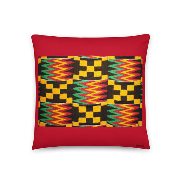 African Print Kente Red Décor Color Pillow for Living, Home and Outdoor - Coco Ako